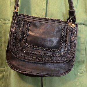 The Sak Black Braided Leather Crossbody Bag
